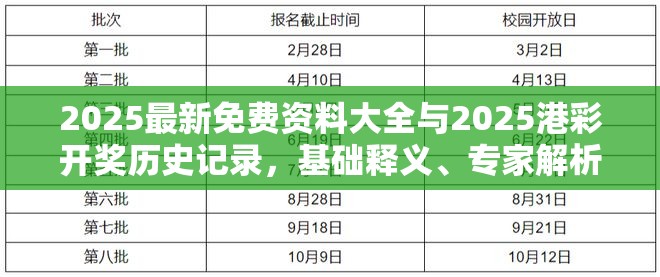 2025最新免费资料大全与2025港彩开奖历史记录，基础释义、专家解析解释与落实?杜绝虚假诱导词